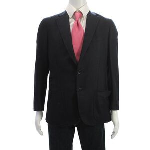 Isaia Napoli Mens Blue Wool Blazer Buttoned Size 50